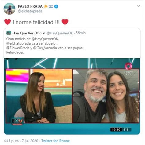 La emoción del Chato Prada por el embarazo de su hija .